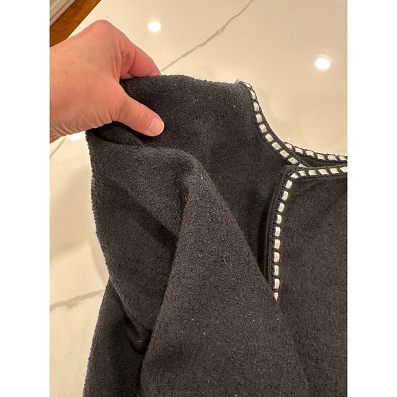 Vintage Anne Carson Black Silk Tweed Boucle Cropped Jacket XL Chanel Style Chic - Picture 4 of 13